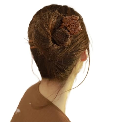 U-förmige Nadel Holz Haarstab aus U-förmige Gabel Katze Schmetterling Haarnadel im chinesischen Stil Dutt Kaninchen Kopfbedeckung Mädchen Accessoires(Color2) von ABFJHFK