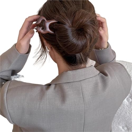 U-förmige Nadel Holz Haarstab aus U-förmige Gabel Katze Schmetterling Haarnadel im chinesischen Stil Dutt Kaninchen Kopfbedeckung Mädchen Accessoires(Color6) von ABFJHFK