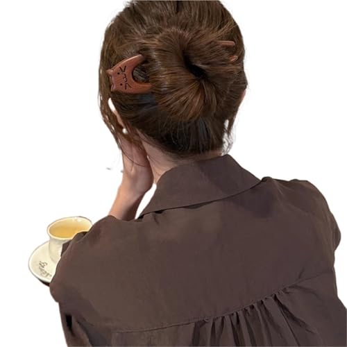 U-förmige Nadel Holz Haarstab aus U-förmige Gabel Katze Schmetterling Haarnadel im chinesischen Stil Dutt Kaninchen Kopfbedeckung Mädchen Accessoires(Color7) von ABFJHFK