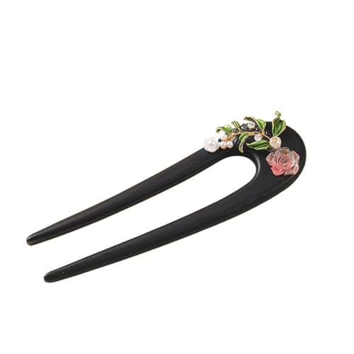 U-förmige Nadel Holzblumen U-förmige Haargabel Holzhaarnadel Schmetterlingsstäbe Chinesischer Stil Damen Haarstyling-Accessoires Kopfbedeckung(Color1) von ABFJHFK