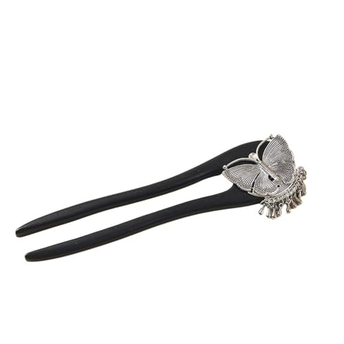 U-förmige Nadel Holzblumen U-förmige Haargabel Holzhaarnadel Schmetterlingsstäbe Chinesischer Stil Damen Haarstyling-Accessoires Kopfbedeckung(Color3) von ABFJHFK