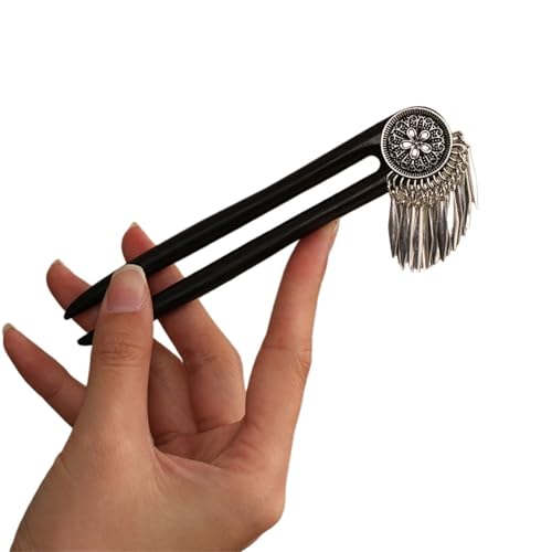 U-förmige Nadel Holzhaarnadeln U-förmige Haarstäbe Chinesisches Hanfu-Zubehör Einfache Sandelholz-Dutt-Essstäbchen Mädchen Retro-Schmuck(Color4) von ABFJHFK