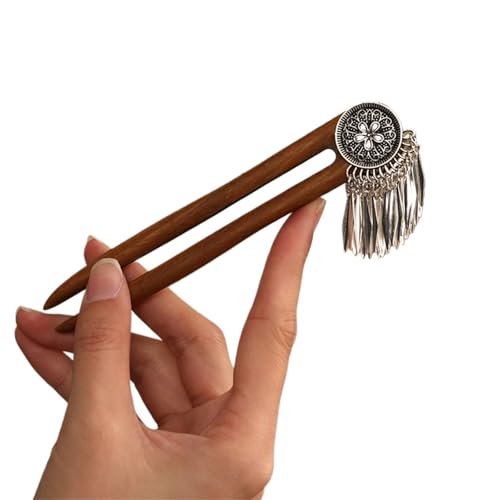 U-förmige Nadel Holzhaarnadeln U-förmige Haarstäbe Chinesisches Hanfu-Zubehör Einfache Sandelholz-Dutt-Essstäbchen Mädchen Retro-Schmuck(Color5) von ABFJHFK