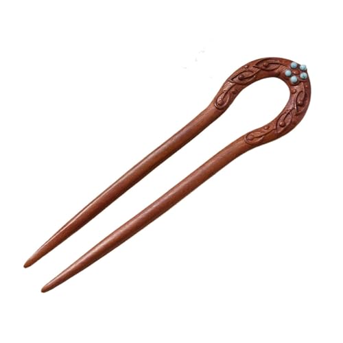 U-förmige Nadel Holzhaarnadeln U-förmige Haarstäbe Chinesisches Hanfu-Zubehör Einfache Sandelholz-Dutt-Essstäbchen Mädchen Retro-Schmuck(Color6) von ABFJHFK