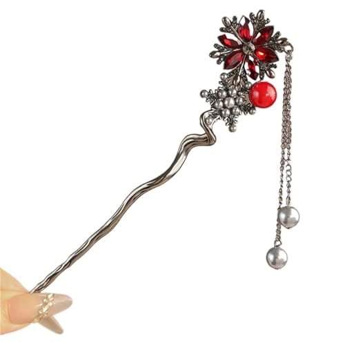 U-förmige Nadel Retro Perle Strass Quaste Haar Sticks for Frauen Zirkon Kristall Blume Kämme Täglichen U-Förmigen Haarnadel(Color 01) von ABFJHFK