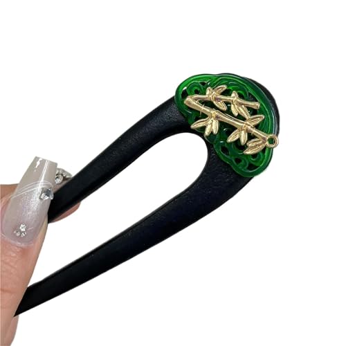 U-förmige Nadel U-förmige Haarnadel-Kopfbedeckung im chinesischen Stil mit Temperament for Frauen, Bambusblatt von ABFJHFK