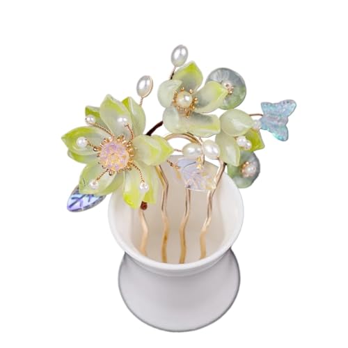 U-förmige Nadel U-förmige Pfingstrose-Haarnadel for Frauen im Vintage-Stil chinesischen Stil, Blumen-Haarstab, handgefertigter Metallschmuck, Zubehör, Hanfu-Kamm(Color11) von ABFJHFK