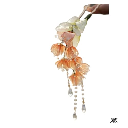 U-förmige Nadel U-förmige Pfingstrose-Haarnadel for Frauen im Vintage-Stil chinesischen Stil, Blumen-Haarstab, handgefertigter Metallschmuck, Zubehör, Hanfu-Kamm(Color14) von ABFJHFK