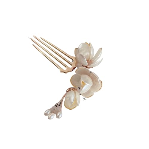 U-förmige Nadel U-förmige Pfingstrose-Haarnadel for Frauen im Vintage-Stil chinesischen Stil, Blumen-Haarstab, handgefertigter Metallschmuck, Zubehör, Hanfu-Kamm(Color2) von ABFJHFK