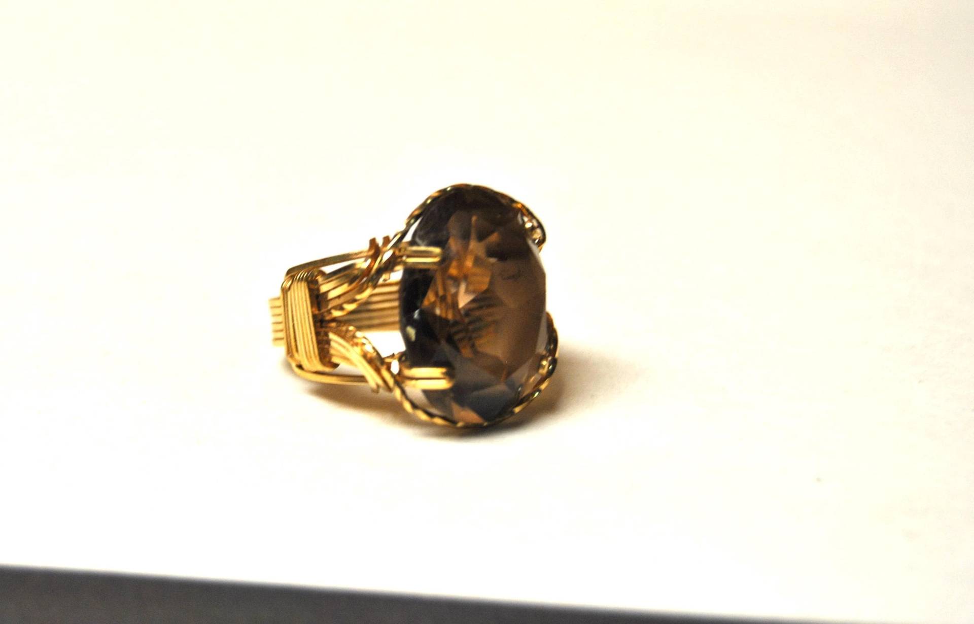 Gold Filled Wire Wrap Rauchquarz Ring Vintage Handgemacht Abggoodstuff von ABGGoodStuff