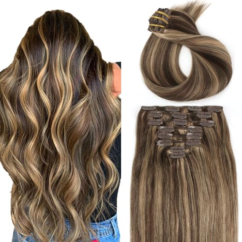 ABH AMAZINGBEAUTY HAIR Clip in Extensions Echthaar Heben Schokoladenbraun bis Karamellblond Hervor P4/27 Remy Extensions 50cm Clip in Extensions 8 Stück/120g Dickes Haar für Frauen ABH AMAZINGBEAUTY HAIR Clip in Extensions Echthaar Heben Schokoladenbraun bis Karamellblond Hervor P4/27 Remy Extensions 50cm Clip in Extensions 8 Stück/120g Dickes Haar für Frauen von ABH AMAZINGBEAUTY HAIR