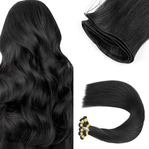 ABH AMAZINGBEAUTY HAIR Handgebundene Tressen-Haarverlängerungen zum Einnähen, Echthaar, unsichtbares Haarteil, Remy-Echthaar, Tressen-Extensions für Damen, Tiefschwarz, Farbe 1, 50 g, 50 cm ABH AMAZINGBEAUTY HAIR Handgebundene Tressen-Haarverlängerungen zum Einnähen, Echthaar, unsichtbares Haarteil, Remy-Echthaar, Tressen-Extensions für Damen, Tiefschwarz, Farbe 1, 50 g, 50 cm von ABH AMAZINGBEAUTY HAIR