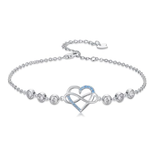 ABIGY Damen Unendlichkeit Fußkettchen 925 Sterling Silber Herz Fußkettchen Weihnachten Halloween Ostern Muttertag Valentinstag Geburtstag Schmuck Geschenke für Mutter Ehefrau Tochter Freundin von ABIGY
