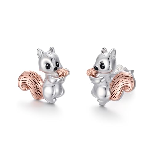ABIGY Eichhörnchen Ohrringe 925 Sterling Silber Tier Ohrringe Eichhörnchen Schmuck Weihnachten Geburtstag Neujahr Jahrestag Schmuck Geschenke für Ehefrau Mutter Tochter Schwester Freundin von ABIGY