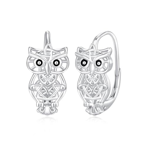 ABIGY Eulen Ohrringe Abschluss Geschenk 925 Sterling Silber Irischer Keltischer Knoten Ohrstecker Tier Ohrringe Eulen Schmuck für Damen Mädchen Geburtstags Geschenke von ABIGY