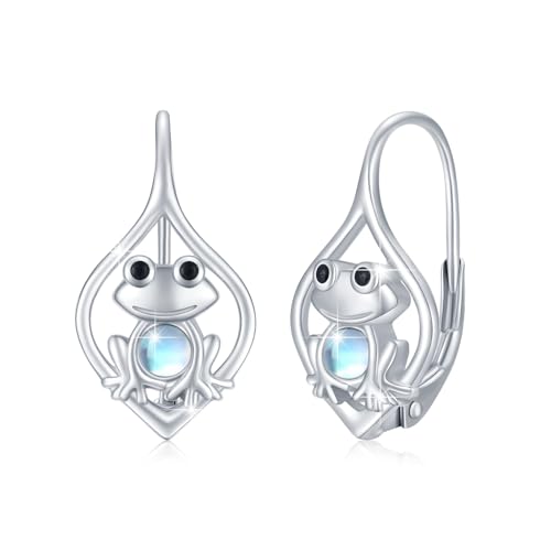 ABIGY Frosch Ohrringe 925 Sterling Silber Damen Mit Mondstein - Tierschmuck Geschenk für Mutter, Frau, Tochter, Freundin Zum Geburtstag von ABIGY