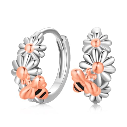 ABIGY Gänseblümchen Ohrringe 925 Sterling Silber Biene Ohrringe Biene Gänseblümchen Ohrringe Rose Gold für Damen ABIGY Gänseblümchen Ohrringe 925 Sterling Silber Biene Ohrringe Biene Gänseblümchen Ohrringe Rose Gold für Damen von ABIGY