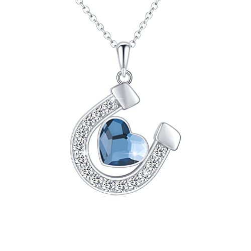 ABIGY Hufeisen Kette 925 Sterling Silber Glücks Hufeisen Halskette mit Herz Österreich Kristall Anhänger für Damen Pferdeliebhaber Glücks Schmuck Geschenk für Mama Tochter Geburtstag Weihnachten von ABIGY