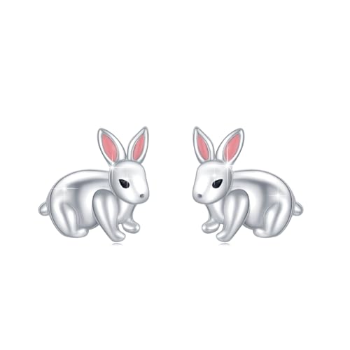 ABIGY Kaninchen Ohrringe 925 Sterling Silber Niedliche Kaninchen Ohrringe Schmuck Tier Ohrringe für Damen mit Schmuck Geschenk Box von ABIGY