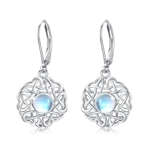 ABIGY Keltische Knoten Ohrringe Sterling Silber 925 Mondstein Ohrringe Schmuck für Mutter Ehefrau Tochter Freundin von ABIGY