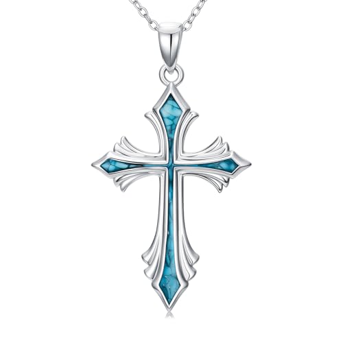 ABIGY Kreuz Halskette 925 Sterling Silber Kreuz Türkis Halskette Türkis Anhänger für Damen und Herren ABIGY Kreuz Halskette 925 Sterling Silber Kreuz Türkis Halskette Türkis Anhänger für Damen und Herren von ABIGY