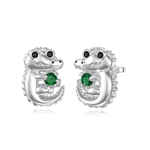 ABIGY Krokodil Ohrringe für Damen 925 Sterling Silber Krokodil Ohrstecker Krokodil Schmuck Weihnachten Geburtstag Jubiläum Schmuck Geschenke für Mutter Ehefrau Tochter Schwester von ABIGY