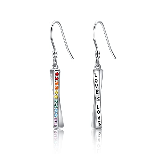 ABIGY LGBT Ohrringe Regenbogen LGBT Ohrstecker Damen 925 Sterling Silber LGBT Stolz Bar Ohrringe Liebe ist Liebe Ohrringe Homosexuell Stolz Schmuck Geschenk Weihnachten Geburtstag von ABIGY