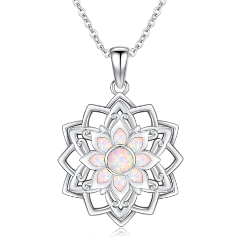 ABIGY Lotus Blume Halskette 925 Sterling Silber Opal Kette Lotus Blume Anhänger Opal Anhänger Halskette für Damen ABIGY Lotus Blume Halskette 925 Sterling Silber Opal Kette Lotus Blume Anhänger Opal Anhänger Halskette für Damen von ABIGY