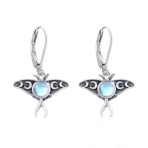 ABIGY Motten Ohrringe Damen 925 Sterling Silber Mondstein Ohrringe Tier Ohrstecker Weihnachten Halloween Ostern Muttertag Valentinstag Geburtstag Schmuck Geschenke für Damen von ABIGY