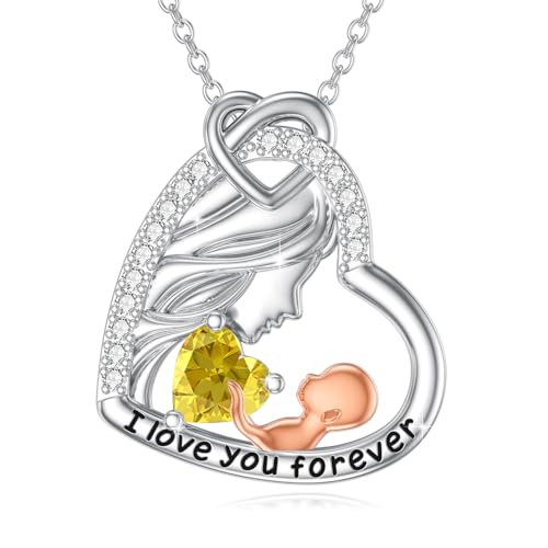 ABIGY Mum Halskette 925 Sterling Silber November Geburtsstein Herz Mutter Halskette Muttertag Halskette für Mutter Gold Zirkonia Halskette ABIGY Mum Halskette 925 Sterling Silber November Geburtsstein Herz Mutter Halskette Muttertag Halskette für Mutter Gold Zirkonia Halskette von ABIGY