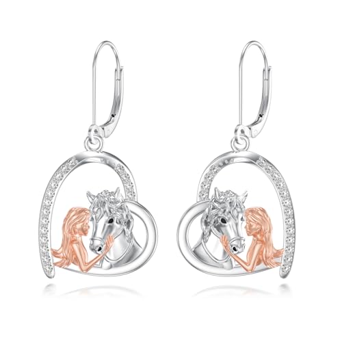 ABIGY Pferde Ohrringe für Damen 925 Sterling Silber Glückspferd und Mädchen Umarmung Pferd Tier Ohrringe Schmuck Geschenke für Mütter Töchter Ehefrauen Freunde von ABIGY