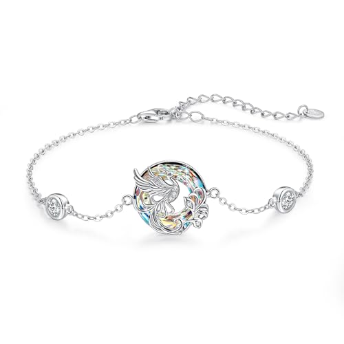 ABIGY Phoenix Armband Damen 925 Sterling Silber Kristall Armbänder Phoenix Kristall Geschenke Schmuck Weihnachten Muttertag Geburtstag für Weibliche Freund Schwester Großmutter von ABIGY