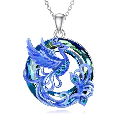 ABIGY Phoenix Halskette für Damen 925 Sterling Silber Blau Phoenix Blau Kristall Schmuck Phoenix Schmuck für Damen ABIGY Phoenix Halskette für Damen 925 Sterling Silber Blau Phoenix Blau Kristall Schmuck Phoenix Schmuck für Damen von ABIGY