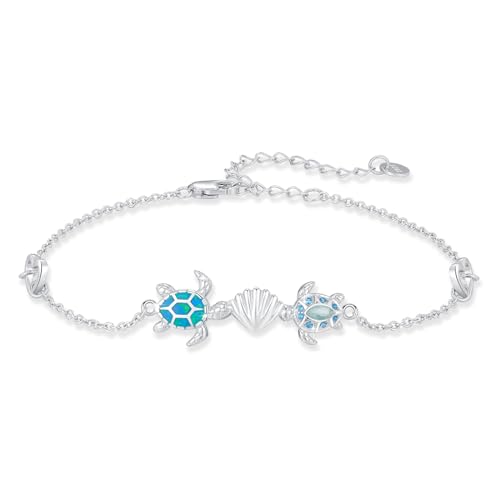 ABIGY Schildkröte Armband 925 Sterling Silber Schildkröten Opal Armband Verstellbare Meeresthema Weihnachten Halloween Ostern Muttertag Valentinstag Geburtstag Schmuck Geschenke für Damen von ABIGY