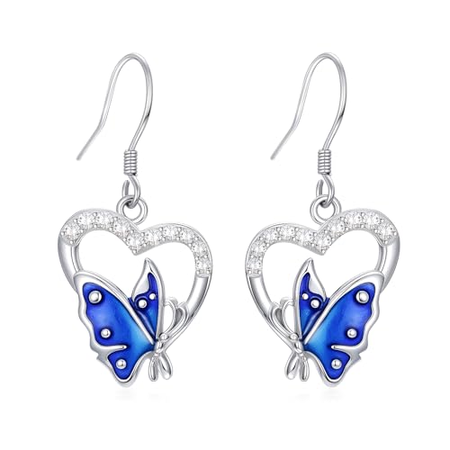 ABIGY Schmetterling Ohrringe 925 Sterling Silber Damen Ohrringe Schmetterling Weihnachten Geburtstag Muttertag Jahrestag Schmuck Geschenke für Mutter Ehefrau Tochter Schwestern von ABIGY