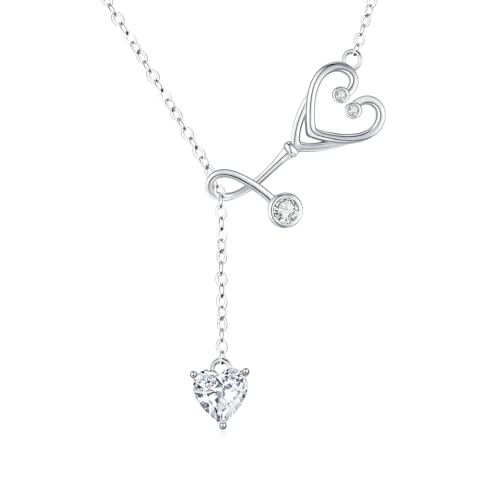 ABIGY Stethoskop Halskette 925 Sterling Silber Stethoskop Anhänger Damen Halskette Geschenk für Ärzte Krankenschwestern und Medizinstudenten ABIGY Stethoskop Halskette 925 Sterling Silber Stethoskop Anhänger Damen Halskette Geschenk für Ärzte Krankenschwestern und Medizinstudenten von ABIGY