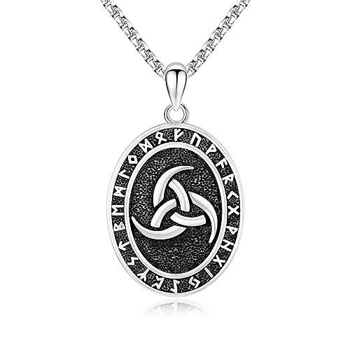 Triskele Halskette 925 Sterling Silber Wikinger Anhänger Valknut Vegvisir Halskette Amulett Triskele Schmuck Wikinger Schmuck Geschenke für Männer von ABIGY