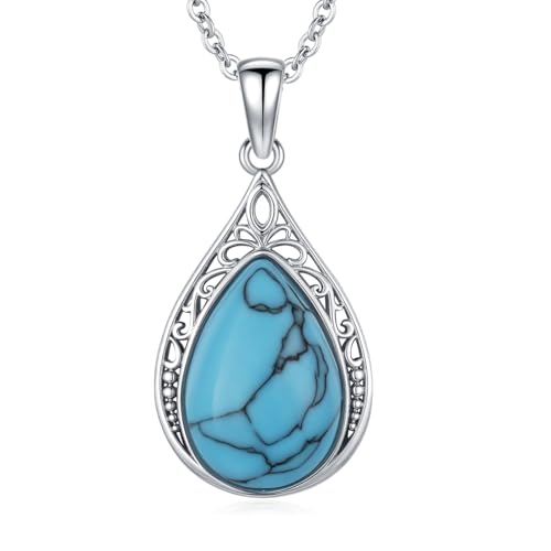 ABIGY Türkis Halskette 925 Sterling Silber Teardrop Türkis Anhänger Damen Schmuck Türkis ABIGY Türkis Halskette 925 Sterling Silber Teardrop Türkis Anhänger Damen Schmuck Türkis von ABIGY