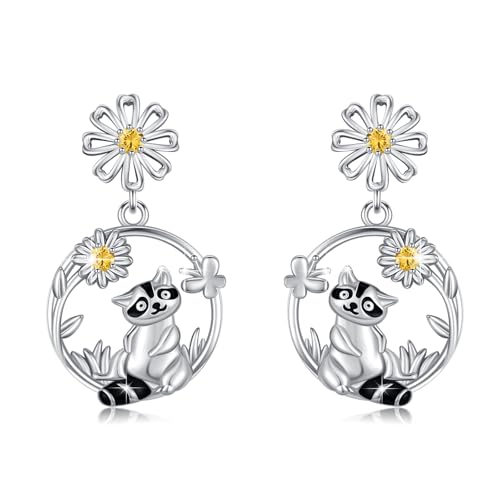 ABIGY Waschbär Ohrringe 925 Sterling Silber Damen Waschbär Ohrringe Gänseblümchen Ohrstecker Schmuck Tier Ohrringe für Damen ABIGY Waschbär Ohrringe 925 Sterling Silber Damen Waschbär Ohrringe Gänseblümchen Ohrstecker Schmuck Tier Ohrringe für Damen von ABIGY