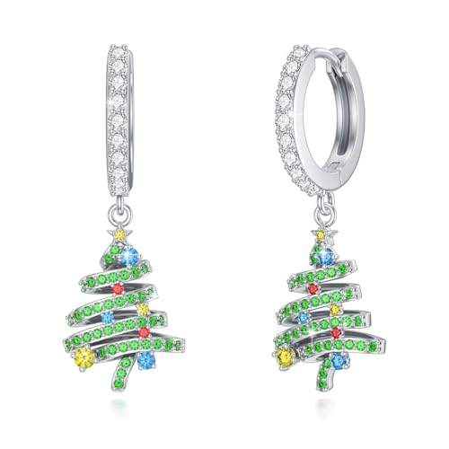 ABIGY Weihnachts Ohrringe 925 Sterling Silber Weihnachtsbaum Ohrringe Weihnachts Schmuck Geschenke für Damen von ABIGY
