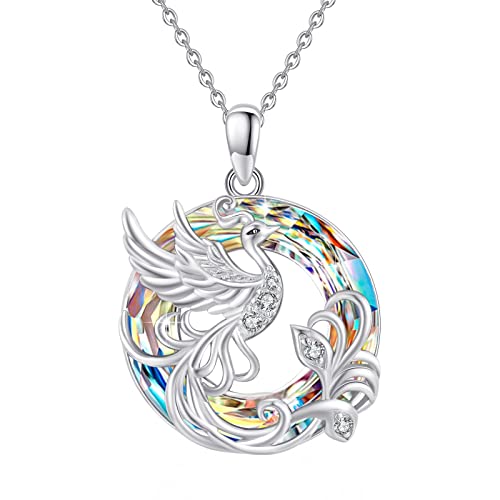 ABIGY Phönix Halskette für Damen Phönix Anhänger mit Österreich Kristallen 925 Sterling Silber Nirwana Phoenix Schmuck Geschenke zu Weihnachten Geburtstag Ostern Muttertag Valentinstag Halloween von ABIGY