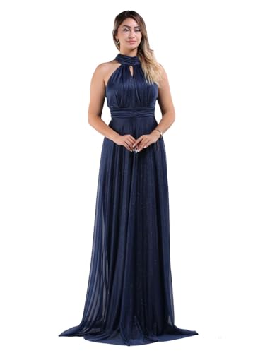 ABİYENİALL Damen Maxi Neck Holder Glitzerndem Tüll Abendkleid, Abendparty, Heimkehrkleid, Brautjungfer Kleid, Eng Anliegende Kleid (Es Wird empfohlen, eine Nummer größer zu nehmen) von ABİYENİALL