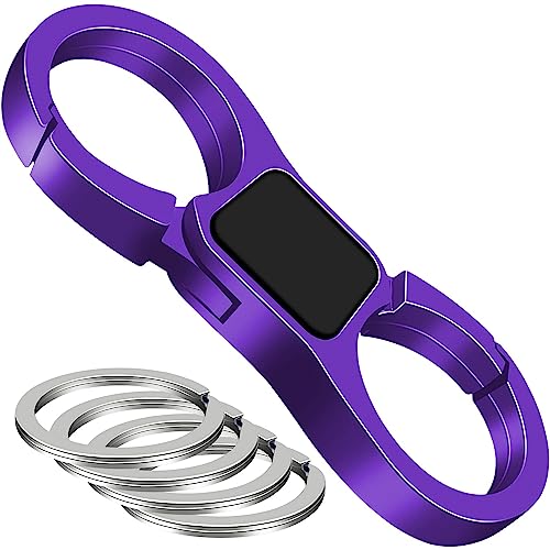 ABLAZE Schlüsselanhänger, Schlüssel Karabiner (mit 4 Ringen) Heavy Duty Clip Legierung Schlüsselhalter für Männer und Frauen Purple von ABLAZE