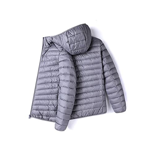 ABNMJKI Outdoor-Daunenjacken für Herren Fall Winter Ultra Light 90% White Duck Down Remove Hooded Man Coat Thin Men Down Jacket(Grijs,M) von ABNMJKI