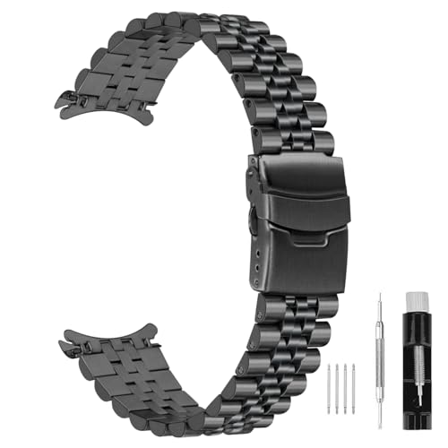 ABNUSR Metall-Uhrenarmband für Damen, 20 mm, 22 mm, konisch, Edelstahl, Uhrenarmband für Herren mit gebogenem Bandanstoßende, Jubilee-Uhrenarmband, Ersatz mit Doppel-Flip-Lock-Schnalle, Schwarz ABNUSR Metall-Uhrenarmband für Damen, 20 mm, 22 mm, konisch, Edelstahl, Uhrenarmband für Herren mit gebogenem Bandanstoßende, Jubilee-Uhrenarmband, Ersatz mit Doppel-Flip-Lock-Schnalle, Schwarz von ABNUSR