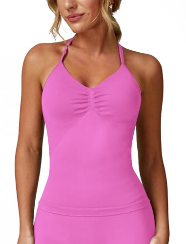 ABOCIW Damen Impact Longline Trägertop Neckholder Sport-BH ärmellos Gym Yoga Workout Tank Tops mit BH, blossom, Medium von ABOCIW