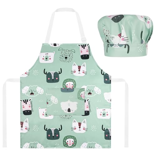 ABOHU Kinder Schürze und Kochmütze Set, 2 Stück Verstellbar kinder kochschürze mit Taschen, Kinderschürze zum Bemalen Küchenschürze Bastelschürzen für 2-6 Jahre Junge Mädche ABOHU Kinder Schürze und Kochmütze Set, 2 Stück Verstellbar kinder kochschürze mit Taschen, Kinderschürze zum Bemalen Küchenschürze Bastelschürzen für 2-6 Jahre Junge Mädche von ABOHU