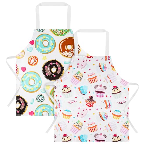 ABOHU kinder kochschürze abwaschbar, Kinderschürze mit Cartoon Muster, Backschürze Kinder für Jungen Mädchen, Küchenschürze für Kleinkind Kochen Backen Malerei Party von ABOHU