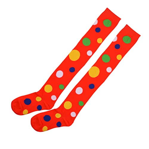 ABOOFAN 1 Paar Orange Oberschenkelhohe Socken Kniestrümpfe Gemustert Socken Damen Rote Kniestrümpfe Clown-cosplay-strümpfe Leistungstanzsocken Clownsocken Knie Hoch Baumwollsocken Fräulein von ABOOFAN