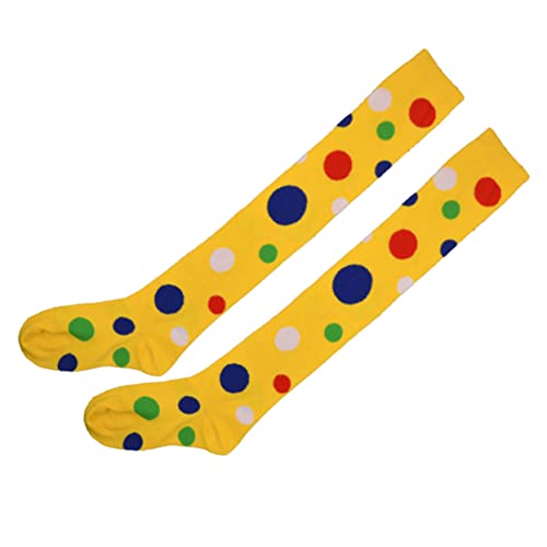 ABOOFAN Clown Cosplay Strümpfe Gelb mit Punktmuster Overknee Socken Lange Rutschfeste Socken für Kostümparty Karneval Performance Tanz 1 Paar von ABOOFAN